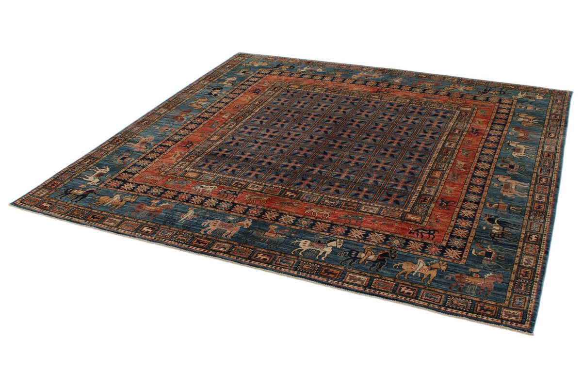 8x8 Red and Blue Anatolian Traditional Rug