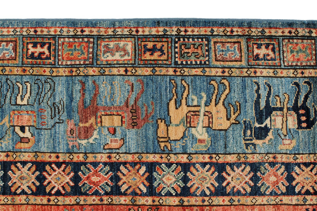 8x8 Red and Blue Anatolian Traditional Rug
