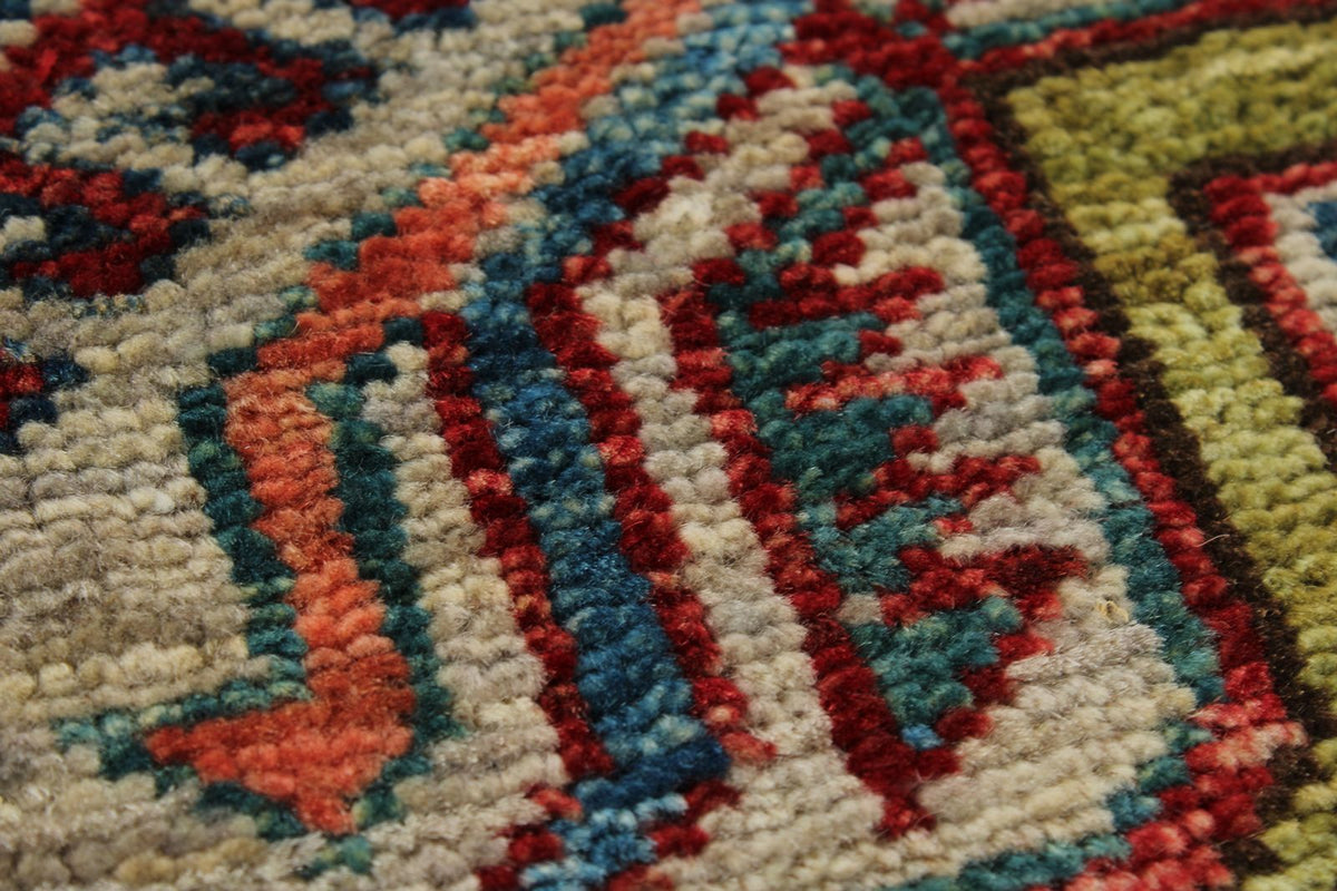 8x10 Gray and Multicolor Kazak Tribal Rug