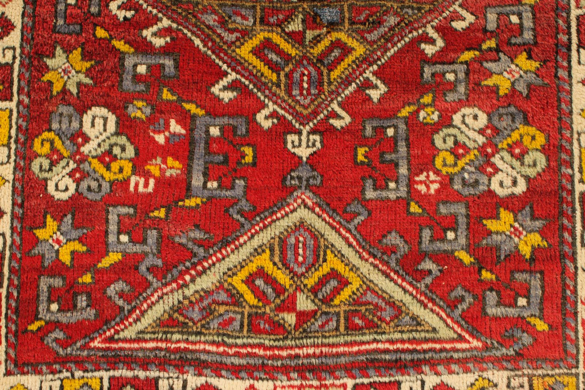4x6 Red and Ivory Turkish Tribal Rug