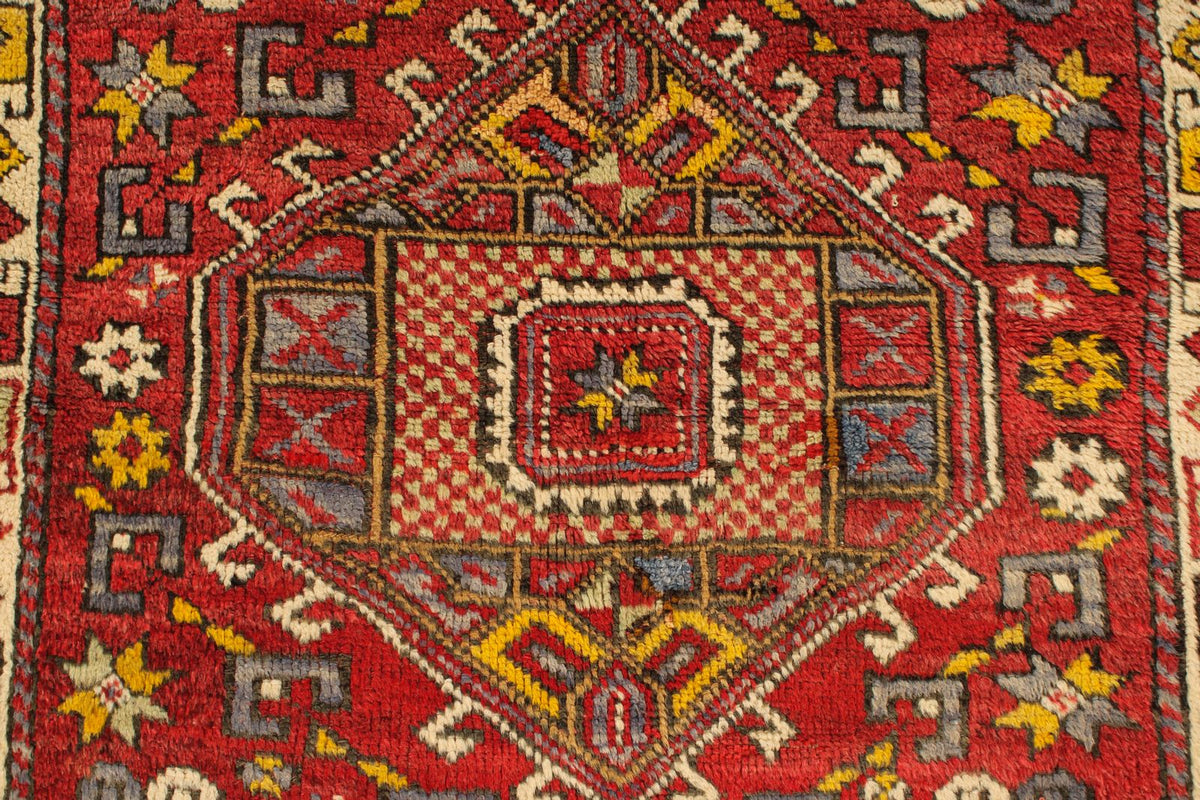 4x6 Red and Ivory Turkish Tribal Rug