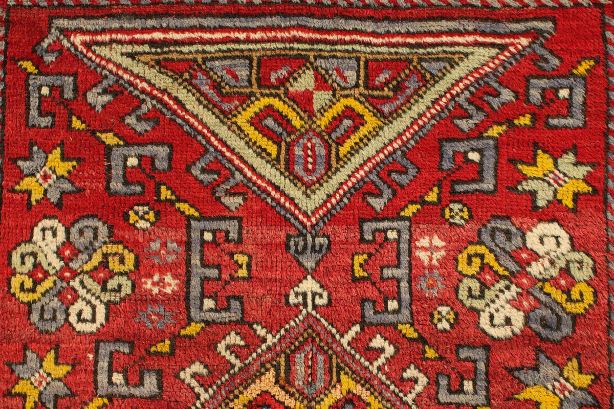 4x6 Red and Ivory Turkish Tribal Rug