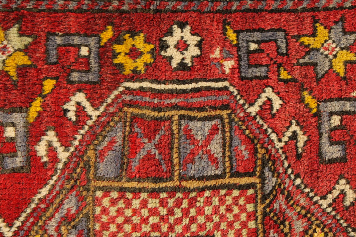 4x6 Red and Ivory Turkish Tribal Rug