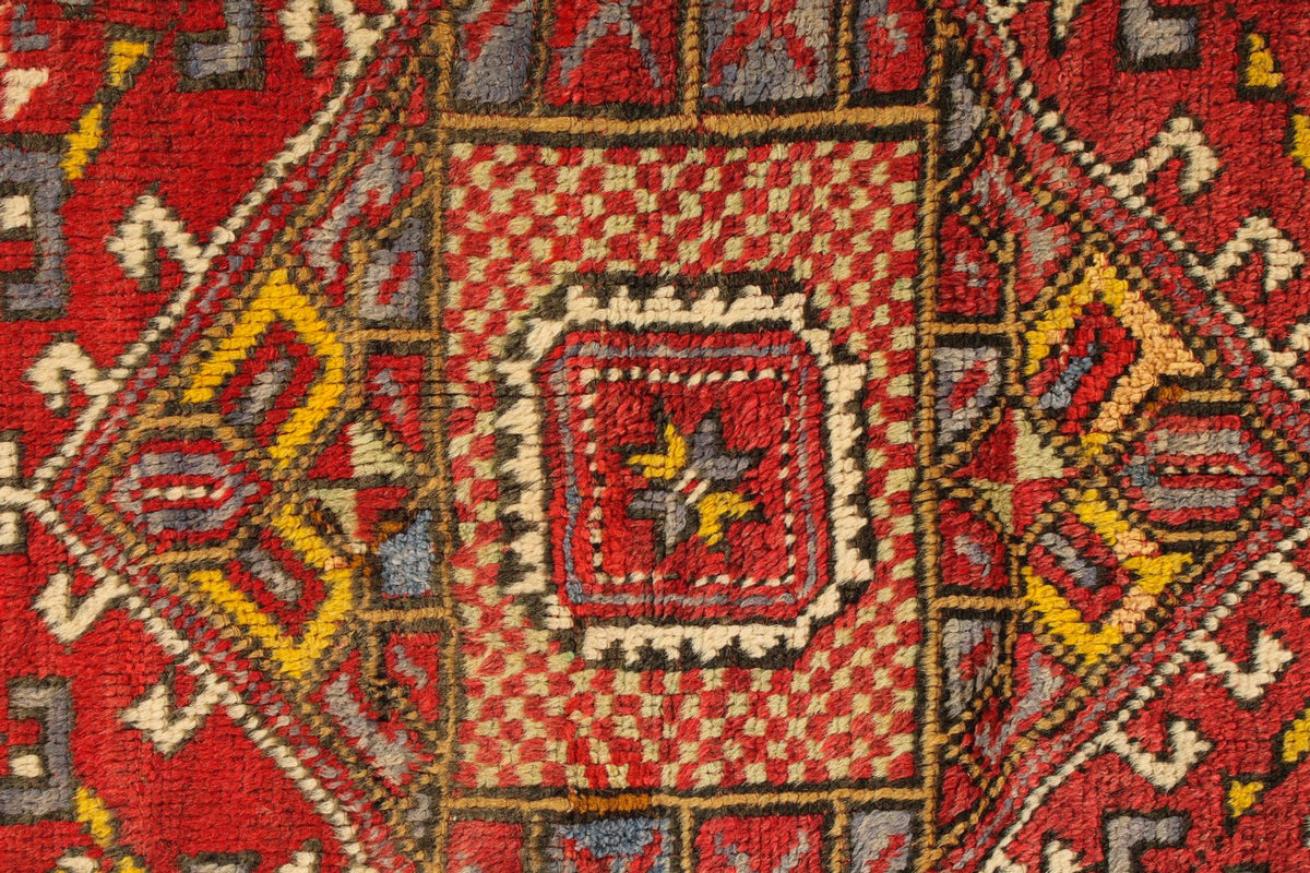 4x6 Red and Ivory Turkish Tribal Rug