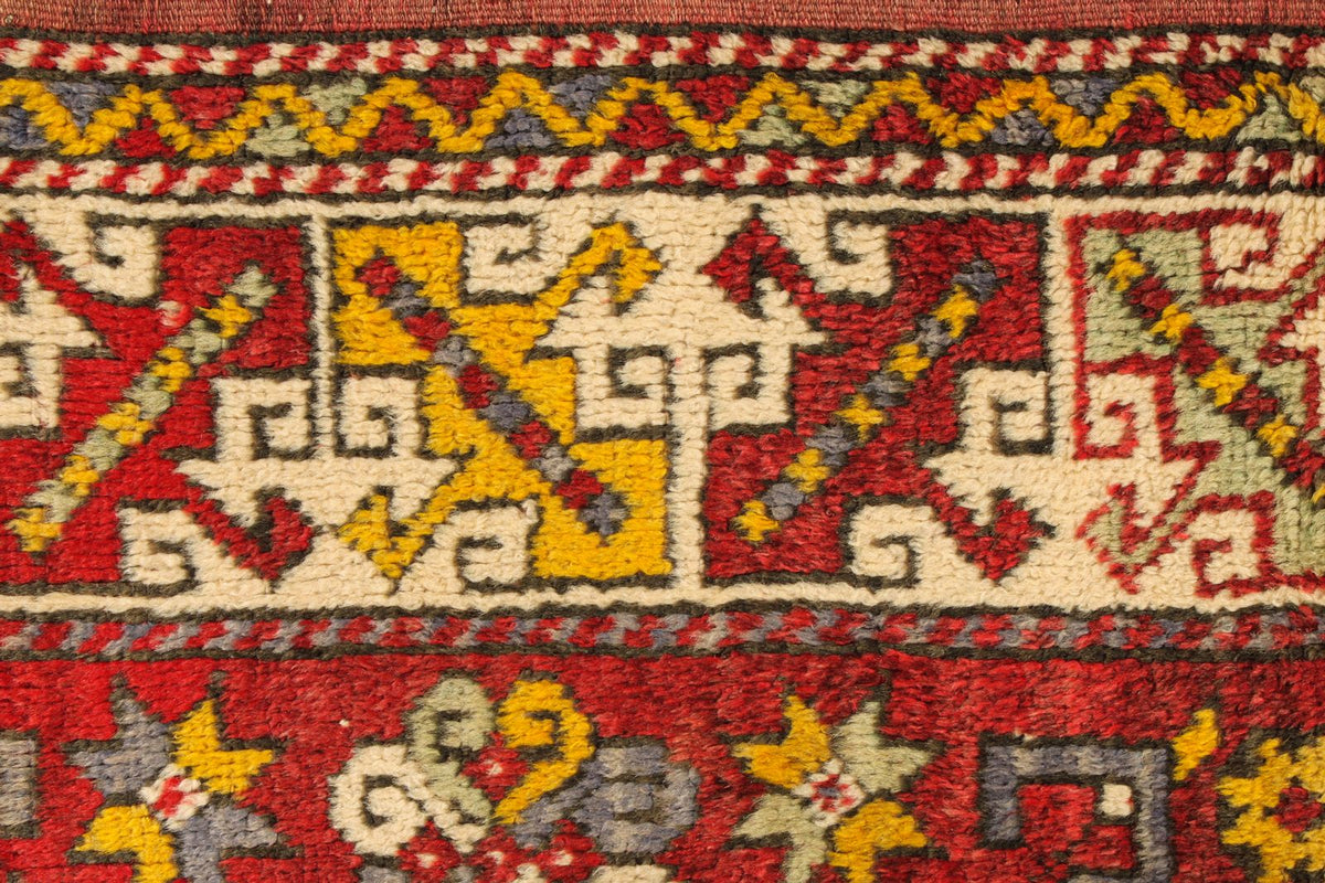 4x6 Red and Ivory Turkish Tribal Rug