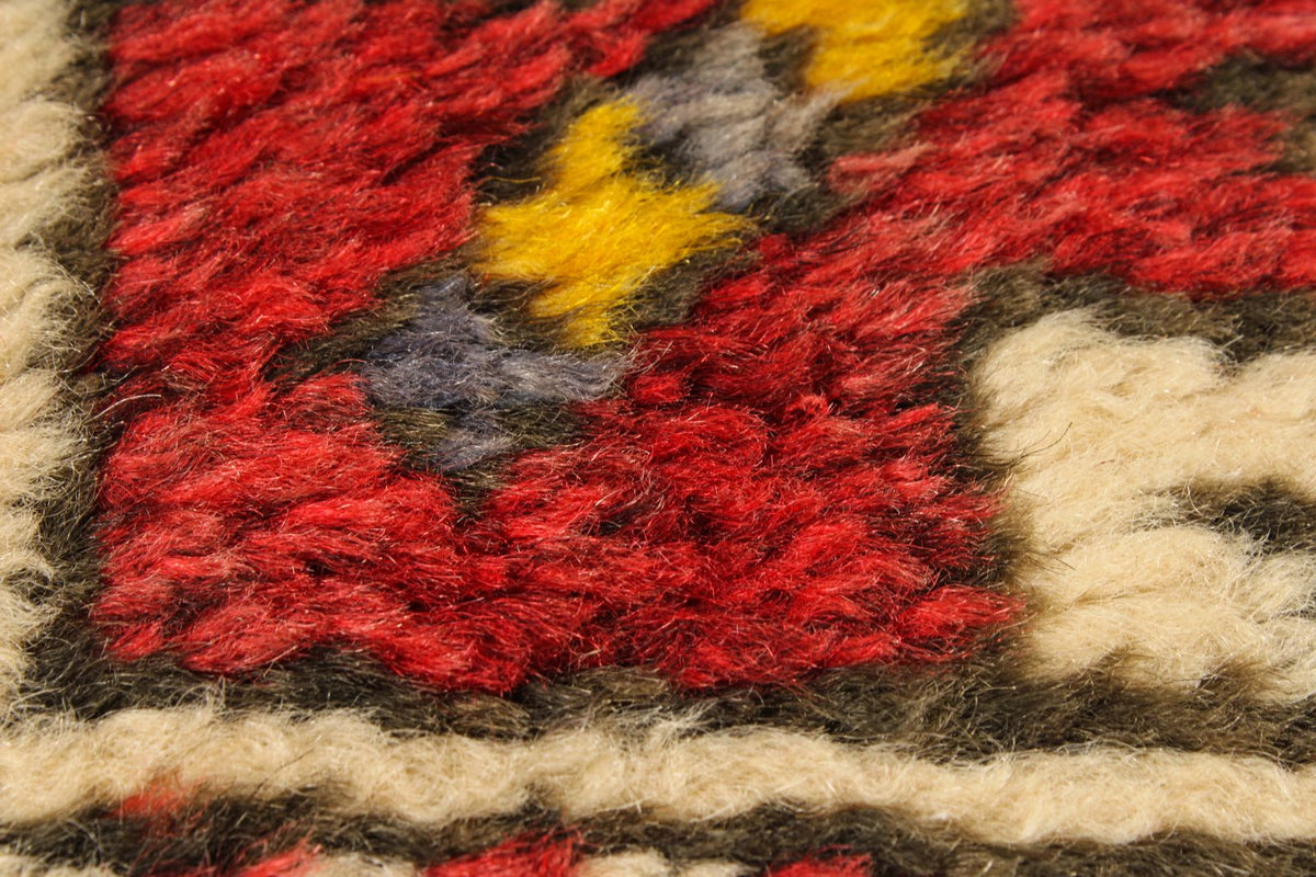 4x6 Red and Ivory Turkish Tribal Rug
