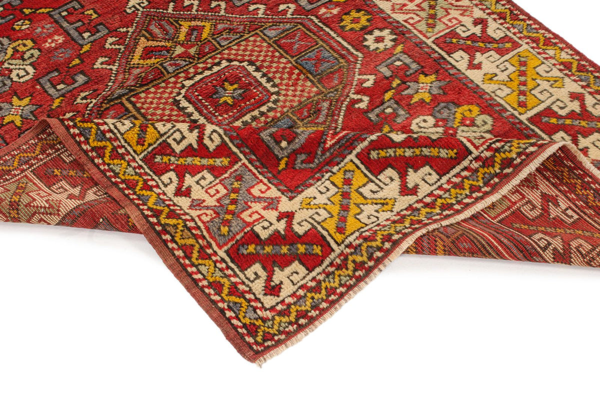 4x6 Red and Ivory Turkish Tribal Rug