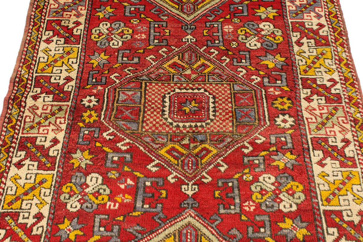 4x6 Red and Ivory Turkish Tribal Rug