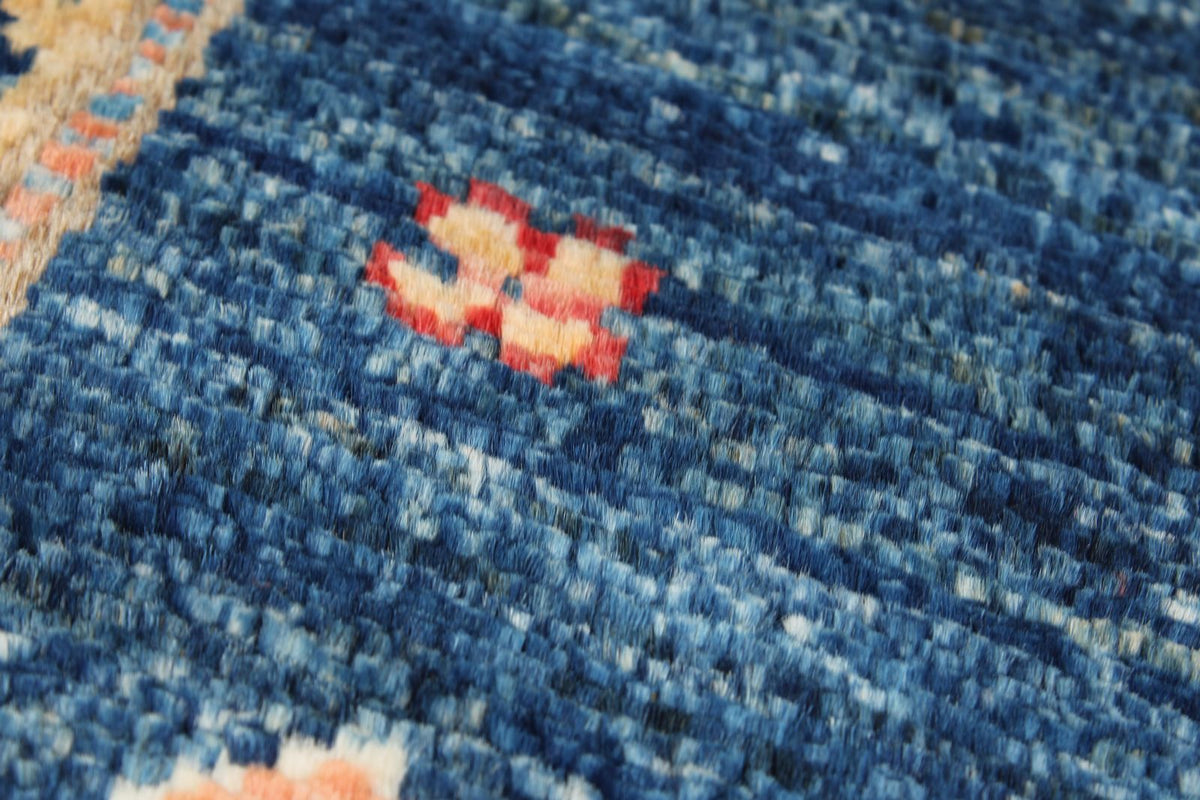 3x13 Navy and Ivory Kazak Tribal Runner