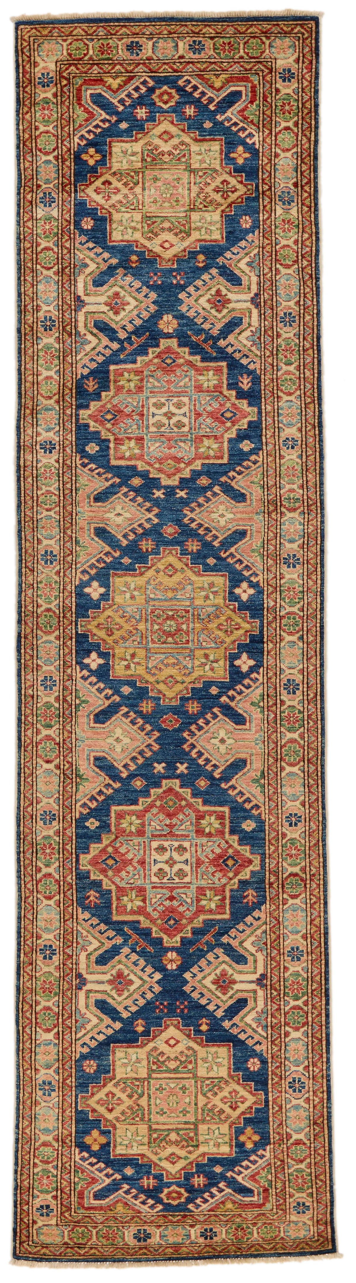 3x10 Navy and Ivory Kazak Tribal Runner