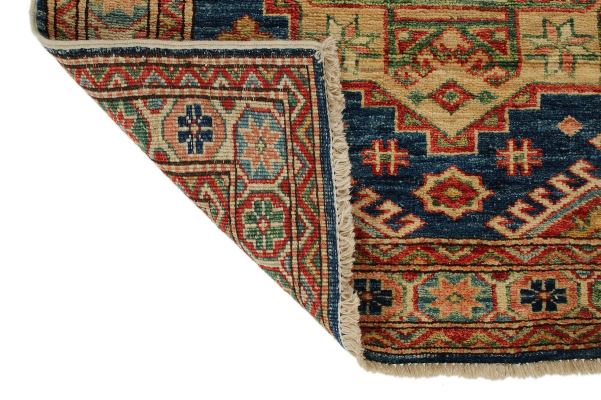 3x10 Navy and Ivory Kazak Tribal Runner
