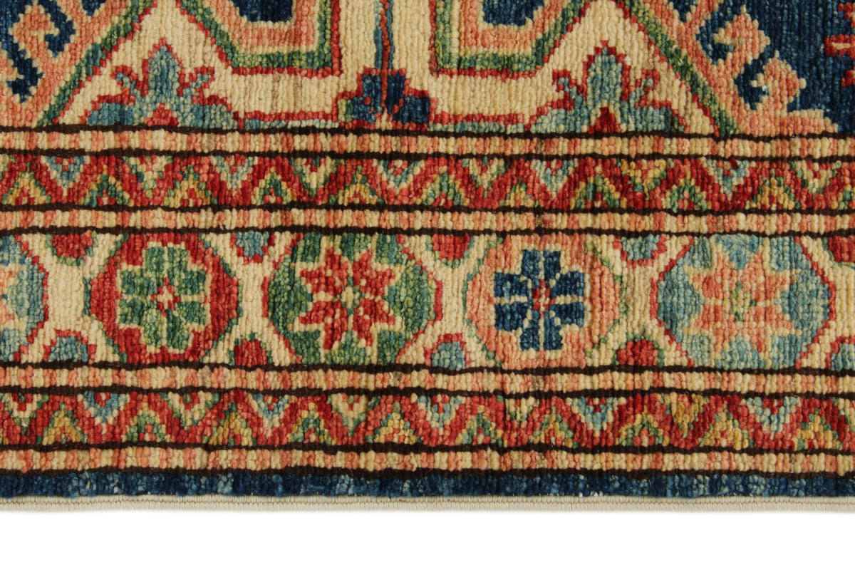 3x10 Navy and Ivory Kazak Tribal Runner