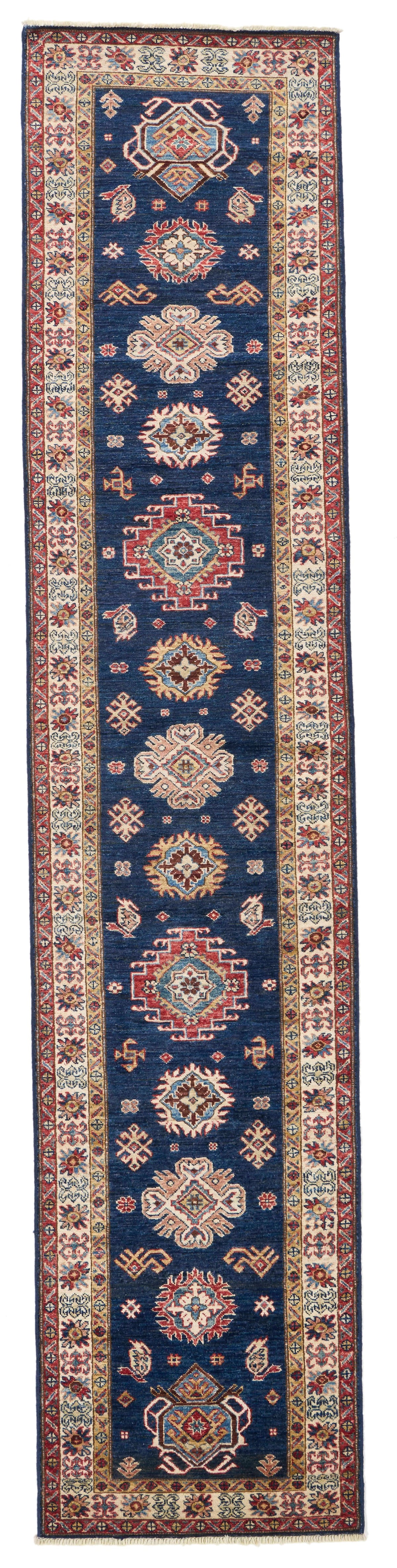 3x11 Navy and Ivory Kazak Tribal Runner