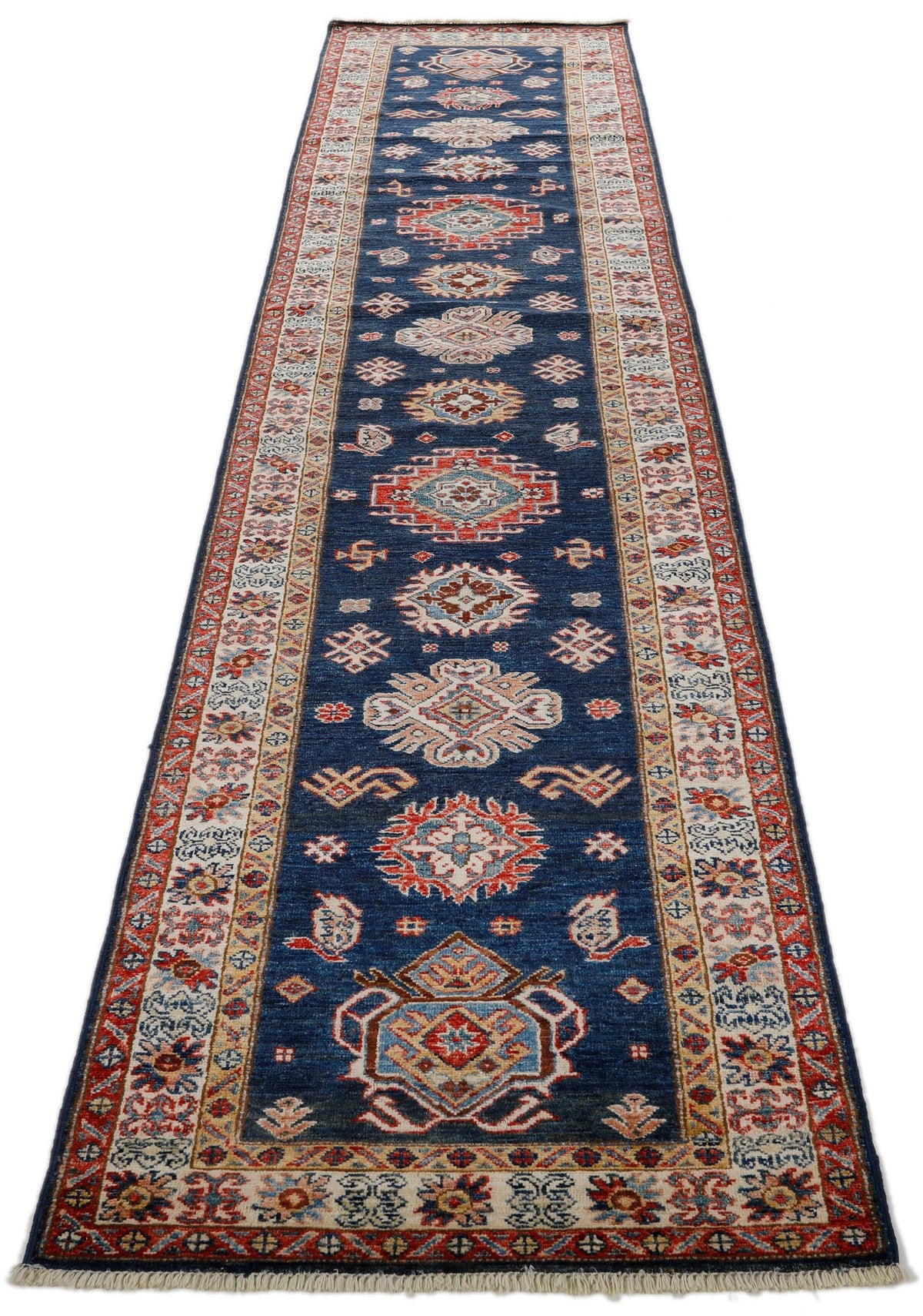 3x11 Navy and Ivory Kazak Tribal Runner