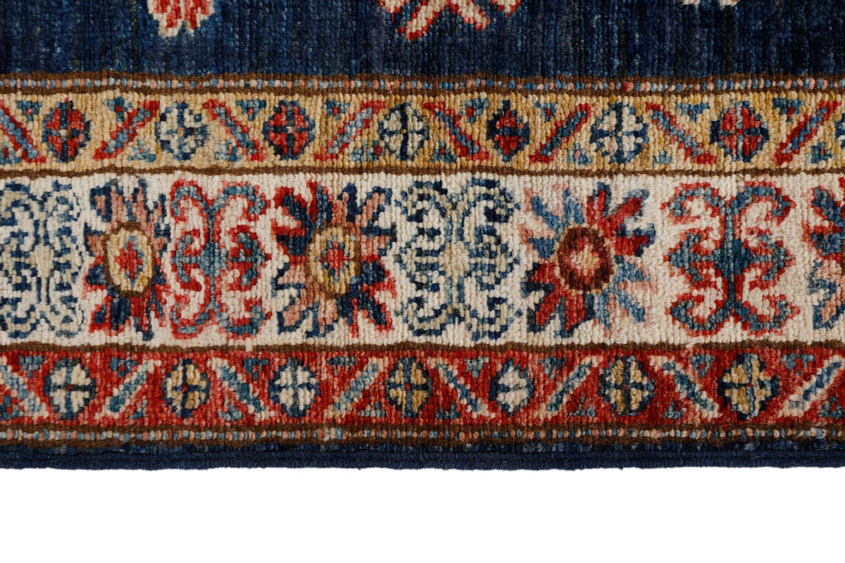 3x11 Navy and Ivory Kazak Tribal Runner
