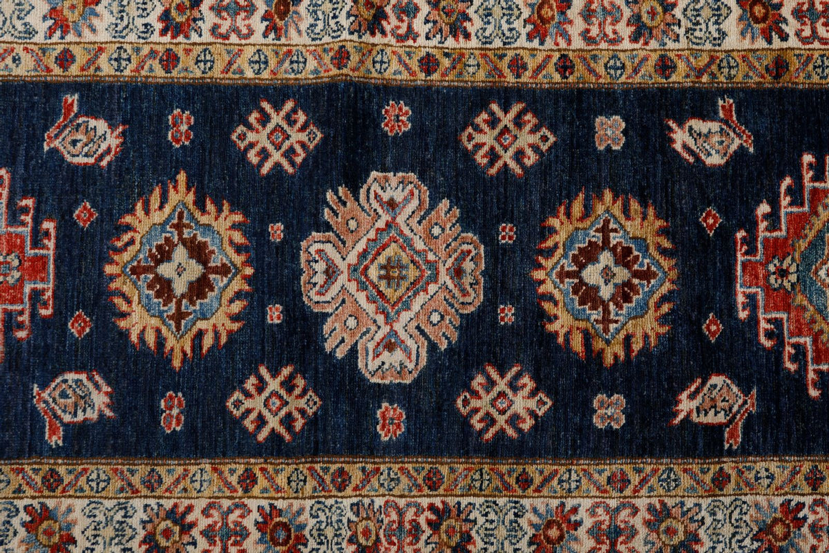3x11 Navy and Ivory Kazak Tribal Runner