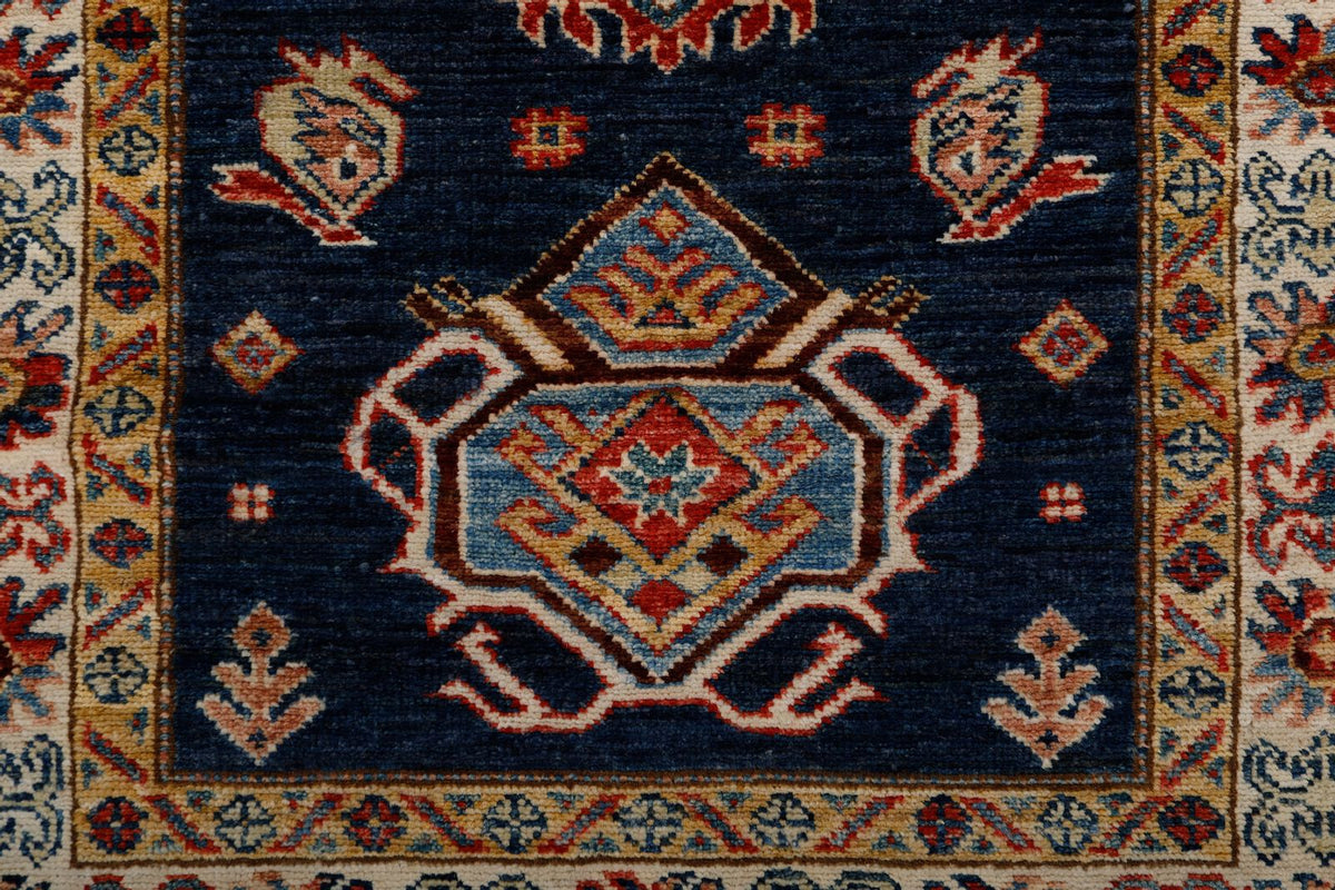 3x11 Navy and Ivory Kazak Tribal Runner