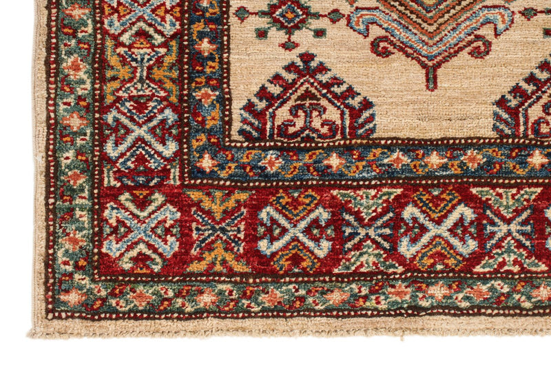 3x23 Ivory and Red Kazak Tribal Runner