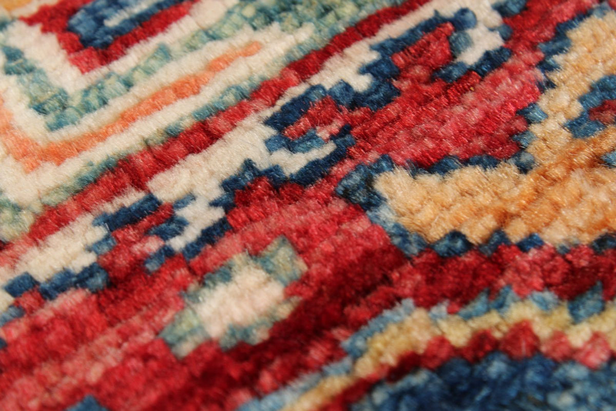 3x8 Navy and Red Kazak Tribal Runner