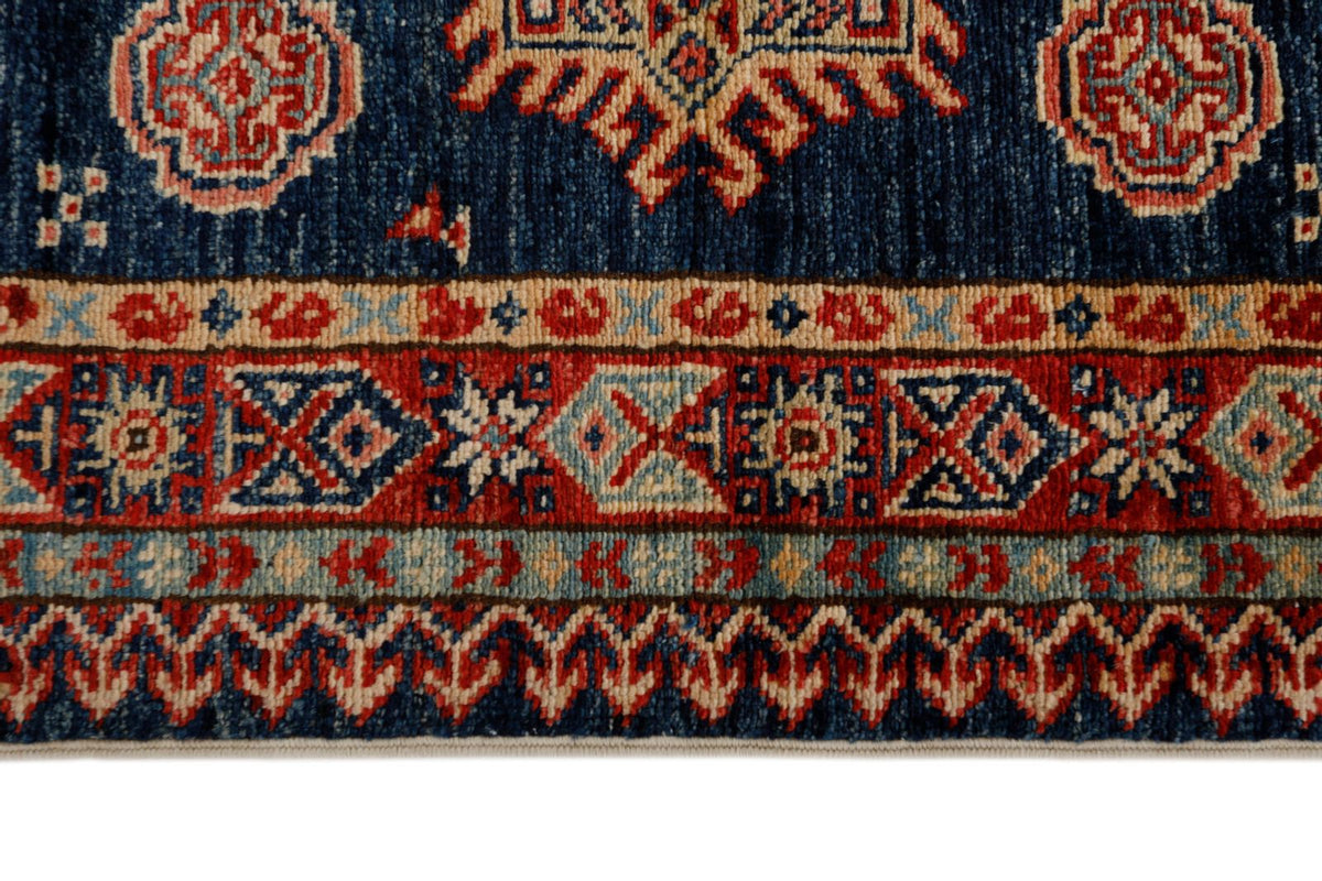 3x8 Navy and Red Kazak Tribal Runner