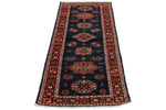 3x6 Navy and Red Kazak Tribal Runner