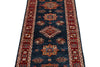 3x6 Navy and Red Kazak Tribal Runner