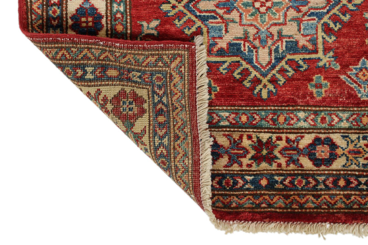 3x7 Red and Ivory Kazak Tribal Runner