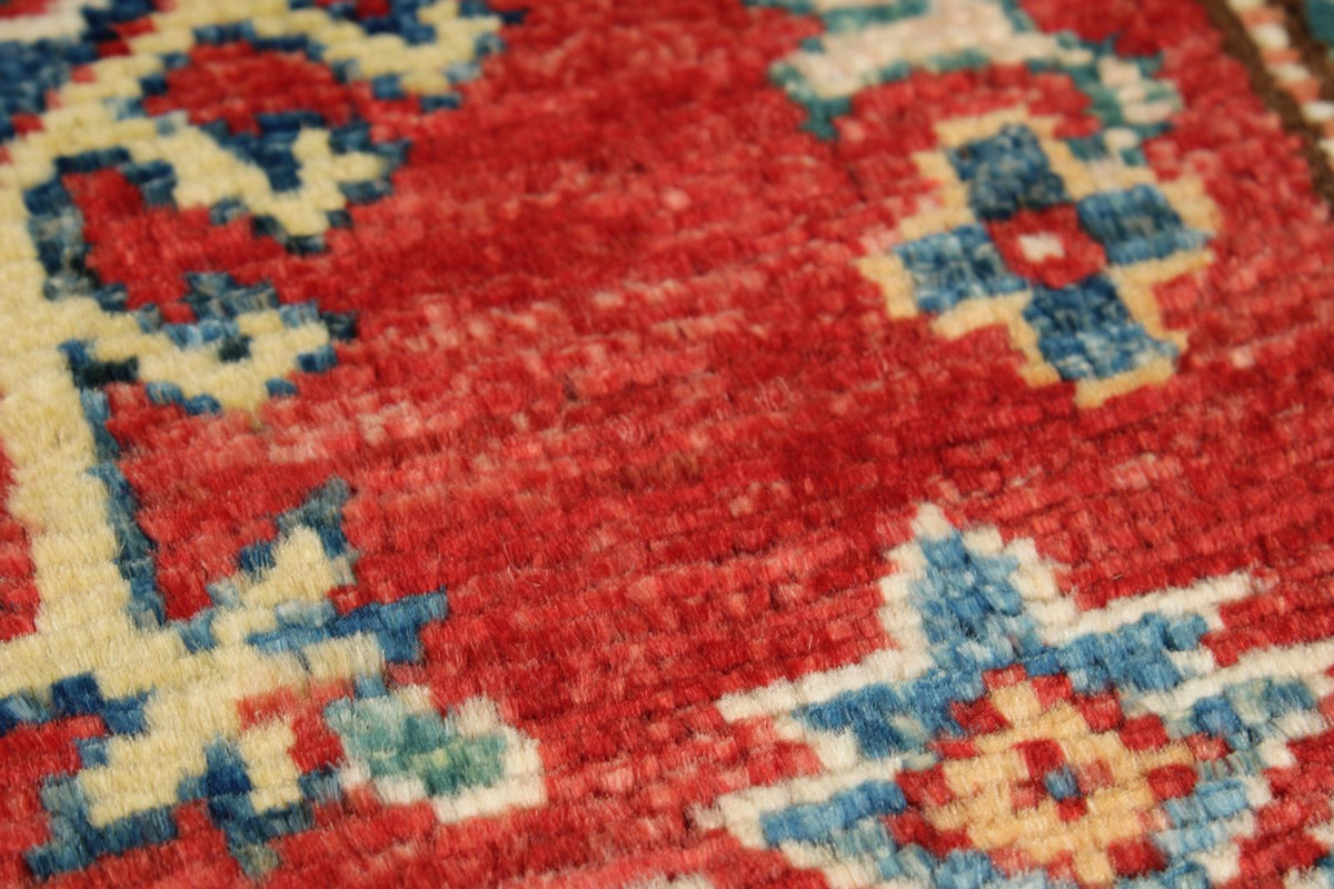 3x7 Red and Ivory Kazak Tribal Runner