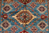 6x6 Blue and Red Kazak Tribal Rug