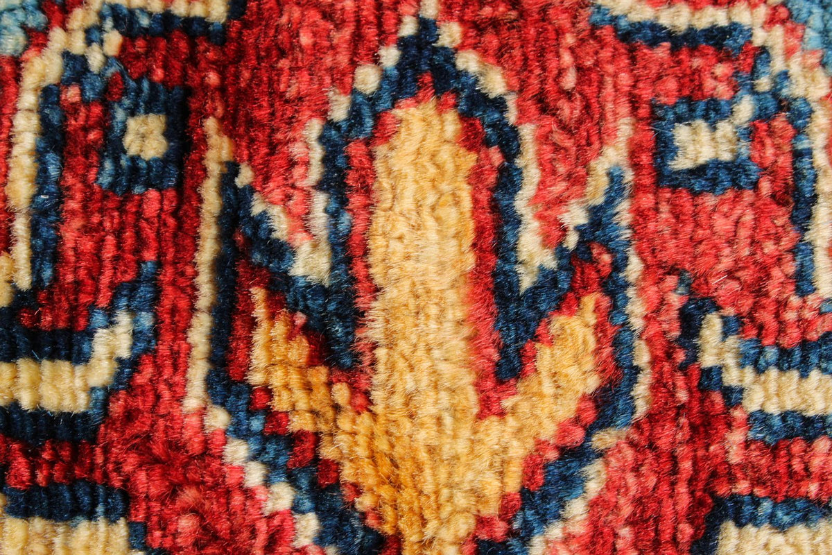 6x6 Blue and Red Kazak Tribal Rug