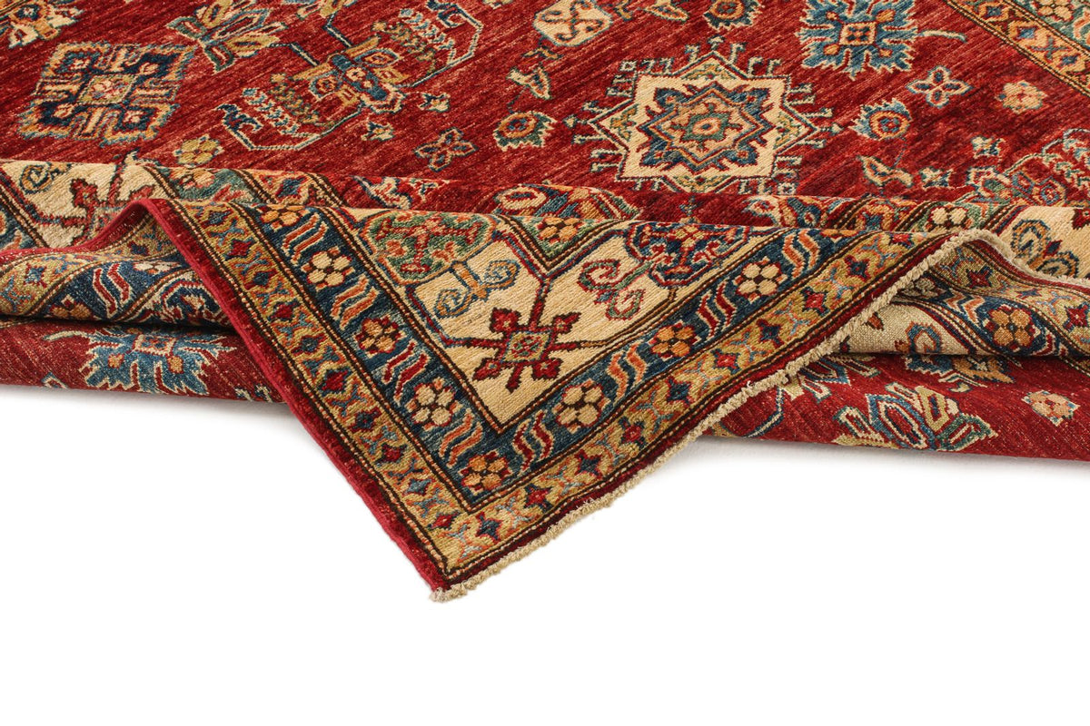 6x6 Red and Ivory Kazak Tribal Rug
