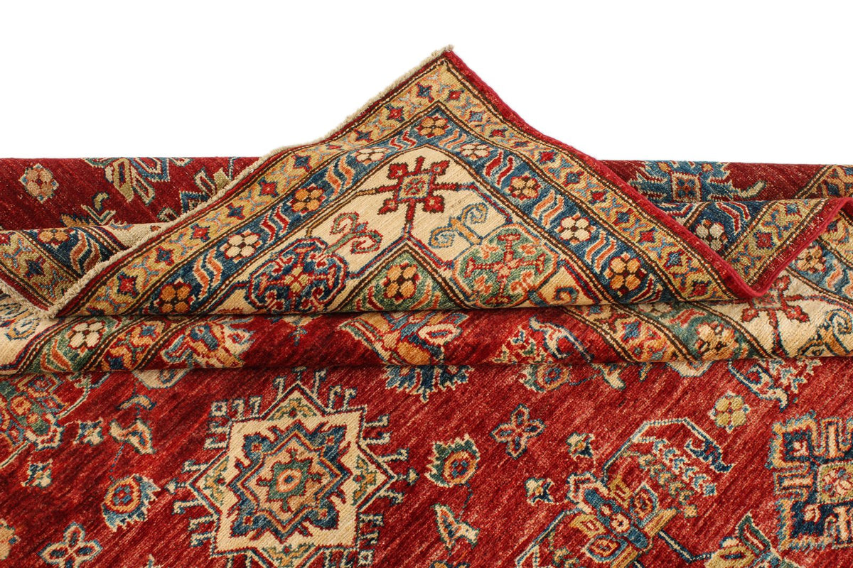 6x6 Red and Ivory Kazak Tribal Rug