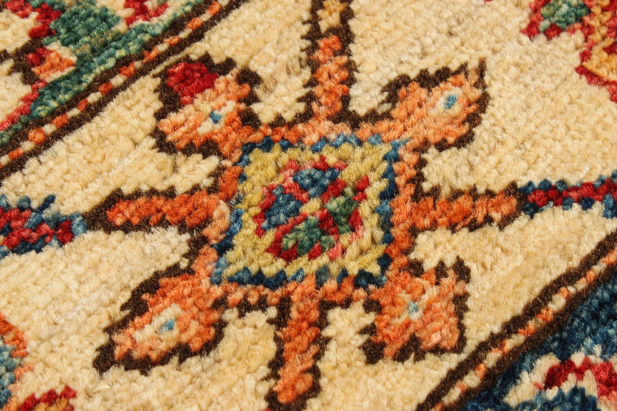 6x6 Red and Ivory Kazak Tribal Rug