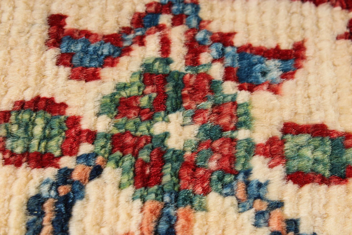 5x7 Blue and Ivory Kazak Tribal Rug