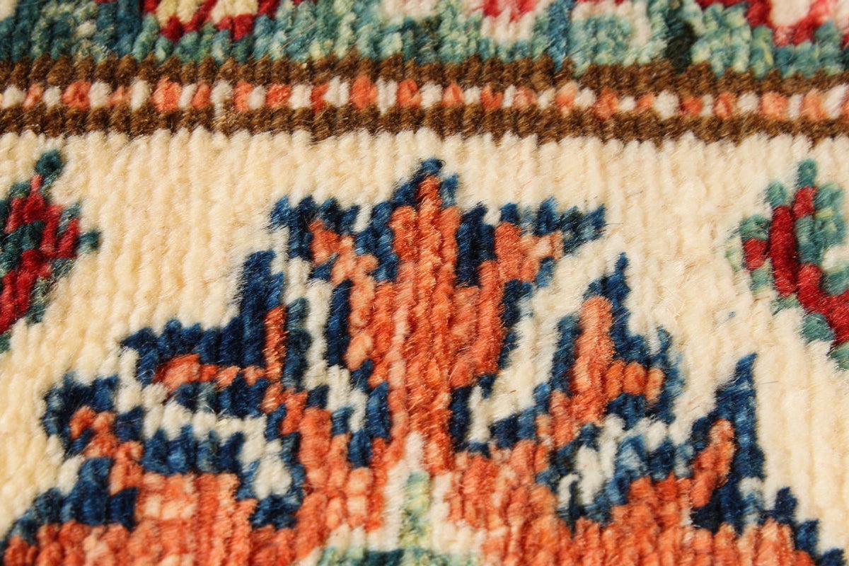 5x7 Red and Ivory Kazak Tribal Rug