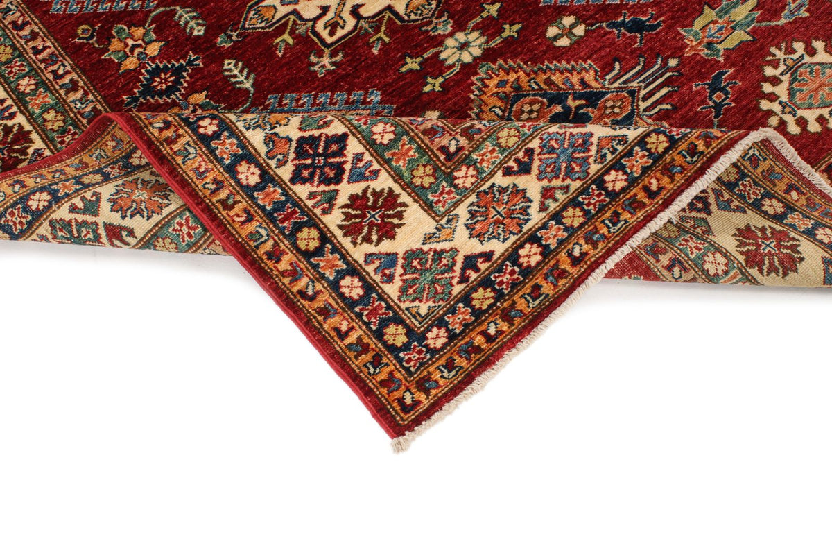 5x7 Red and Ivory Kazak Tribal Rug