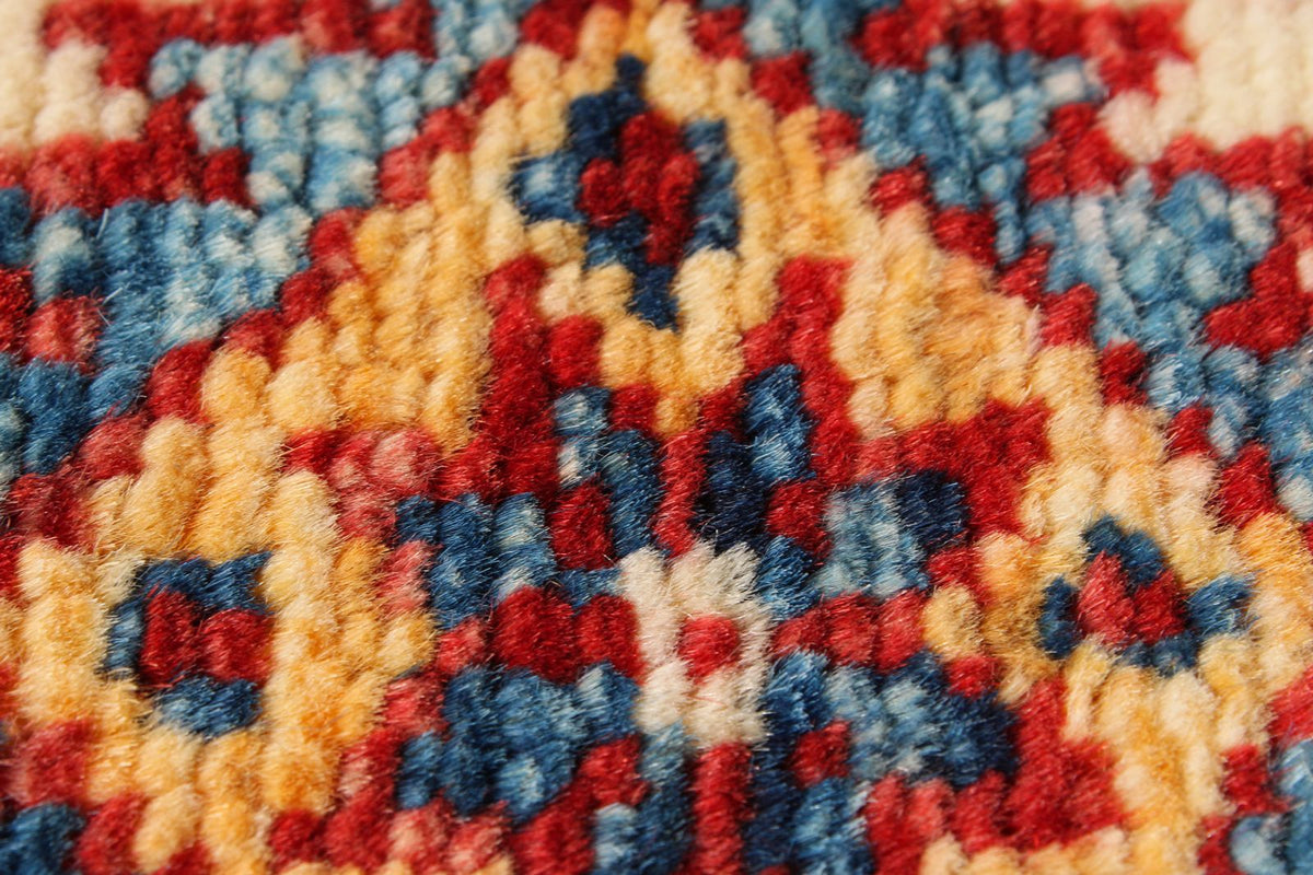 5x7 Blue and Ivory Kazak Tribal Rug