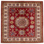 5x5 Red and Ivory Kazak Tribal Rug