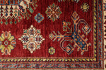 5x5 Red and Ivory Kazak Tribal Rug