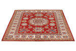 5x5 Red and Ivory Kazak Tribal Rug