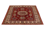 5x5 Red and Ivory Kazak Tribal Rug