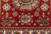 5x5 Red and Ivory Kazak Tribal Rug