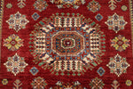 5x5 Red and Ivory Kazak Tribal Rug