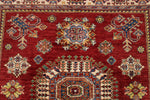 5x5 Red and Ivory Kazak Tribal Rug