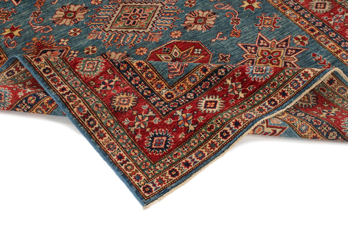 5x7 Blue and Red Kazak Tribal Rug