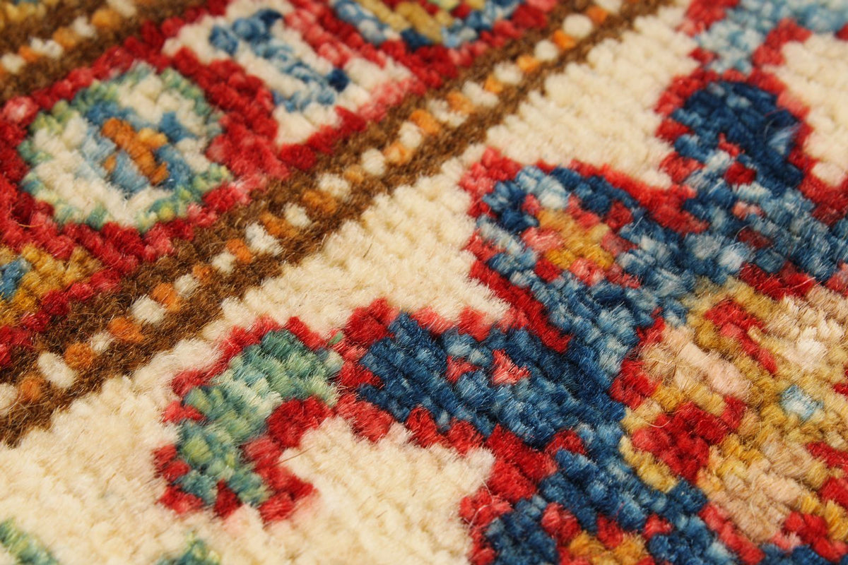 4x6 Navy and Ivory Kazak Tribal Rug