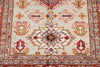 4x5 Light Gray and Red Kazak Tribal Rug