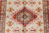 4x5 Light Gray and Red Kazak Tribal Rug