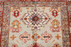 4x5 Light Gray and Red Kazak Tribal Rug