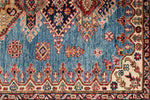 4x6 Blue and Red Kazak Tribal Rug